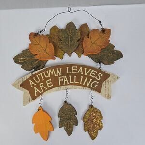 "Autumn Leaves Are Falling" Wooden & Metal Home Decor Door Porch Wall Hanging